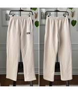 PLT PrettyLittleThing Beige Cream Badge Detail Straight Leg Fleece Sweat... - $483.01 MXN