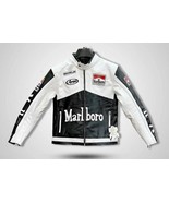 Men Marl boro Leather Jacket Vintage Racing Rare Motorcycle Biker Leathe... - £102.48 GBP