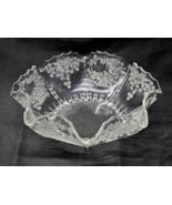Vintage New Martinsville FLOWER BASKET CLEAR 12&quot; Crimped Bowl - Circa 1940 - $21.98
