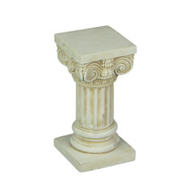 Antique White Solid Concrete Roman Ionic Column Pillar Pedestal 8.25 Inches High - £31.64 GBP