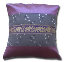 KN006 Purple Cushion cover Elephant Flowers Throw Pillow Decoration Case - £7.18 GBP