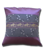 KN006 Purple Cushion cover Elephant Flowers Throw Pillow Decoration Case - $8.99