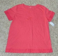 Womens Shirt Laura Scott Pink Eyelet Trim Short Sleeve Top-sz L - £11.87 GBP
