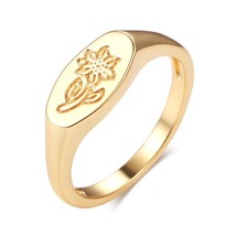 Hot Carved Flower Smooth Rings 585 Rose Gold Big Size Party Ring For Women Ethni - £6.68 GBP