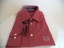 Men&#39;s Red Structure Fitted Dress Shirt. 16 - 16 1/2. 60% Cotton/ 40% Pol... - £18.94 GBP