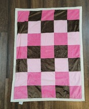 KIDSLINE Baby Girl Velour Patchwork Blanket Pink Brown Beige Sherpa Trim... - £38.75 GBP