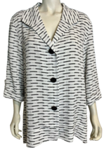 NWT JM Collection White and Black Striped 3/4 Sleeve Button Front Jacket Size XL - £37.34 GBP