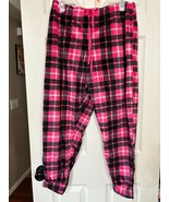 Briefly Stated Plaid Pink Black Women&#39;s Cuffed Sleep Pants Pajamas Sz L ... - £6.55 GBP