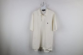 Vintage 90s Ralph Lauren Mens XL Pique Cotton Collared Golf Polo Shirt White - £34.40 GBP