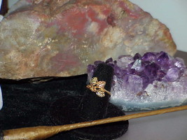 10K Black Hills Gold Wide Band Ring Cluster Grapes &amp; Leaves Sz 4 Antique... - $286.98