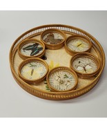 Bohemian Vintage Rattan Butterfly 7-Piece Tray, Coaster Set Crackle Glas... - $526.18 MXN