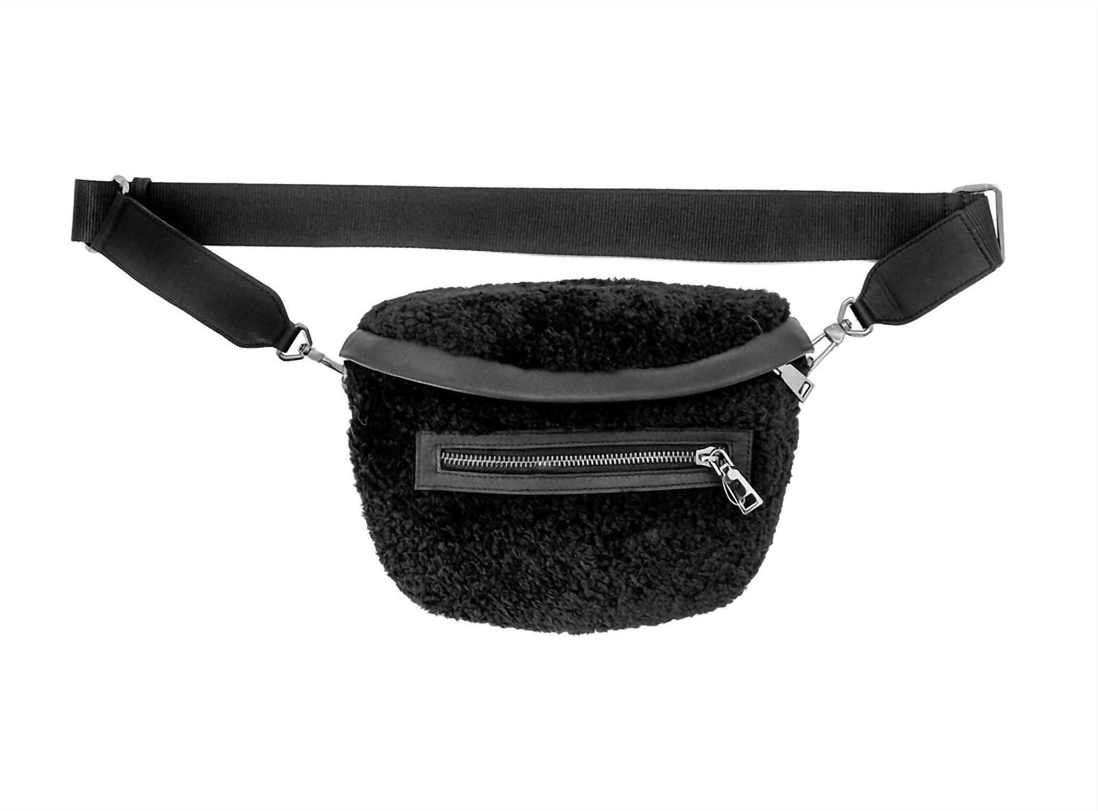 Mitchie&#39;s Matchings Curly Lamb And Leather Crossbody/ Belt Bag Size One ... - $101.97