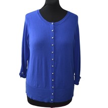 Premise Studio Cardigan Sweater Womens 0X Blue Rose Buttons 3/4 Sleeve - $31.99