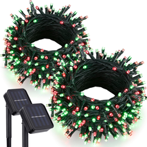 Kemooie 2 Pack 240 LED 78FT Solar Christmas Outdoor Lights, Solar Powered with 8 - $35.83