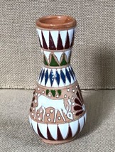 Vintage 5 1/4 Inch Hand Painted Greek Dakos Rodos Art Pottery Deer Vase Boho - $15.84