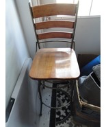 ORNATE BAR HEIGHT CHAIR STOOL WOOD AND METAL 360 DEGREE SWIVEL FROM ENGL... - $583.78 MXN