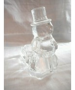 Votive Candle Holder Molded Clear Glass Snowman Christmas Hollow Inside ... - £20.06 GBP