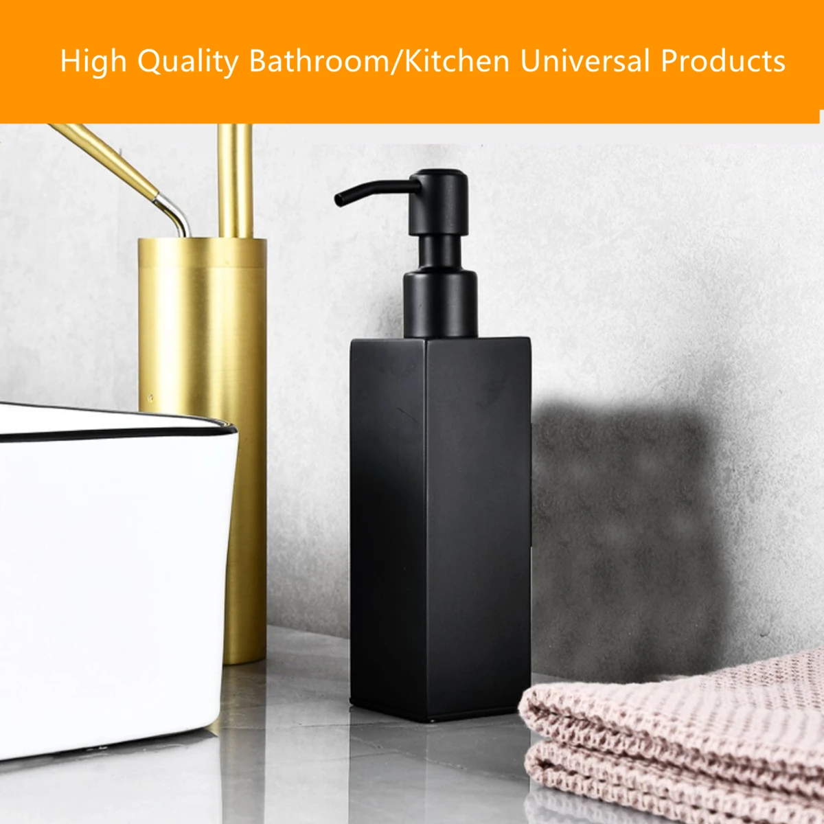 House Home Black Liquid Soap Dispensers Hand Press Metal Pump Dispenser Wall Bat - £48.91 GBP