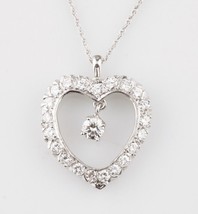 Pendentif Coeur Diamant Centre Goutte 1.55 Carat Diamant 14k Blanc Colli... - $3,745.81