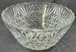 Vintage Large Diamond Design Glass Salad Serving Bowl - £11.72 GBP