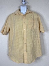 Croft &amp; Barrow Men Size M Yellowish Orange Check Button Up Shirt Short S... - £5.19 GBP