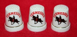 3 Vintage Souvenir Porcelain Sewing Thimbles Tennessee Walking Horse Gold Trim - £9.33 GBP