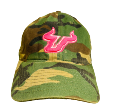 University Of South Florida Bulls USF Pink Logo Camo Hat Adjustable Embroidered - £26.74 GBP