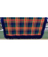 Native American Wool Shawl Blue Red Green Tartan Plaid Fringe 58&quot;x 42&quot; M... - $1,319.17 MXN