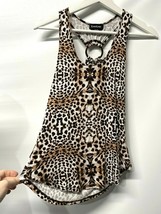 bebe Tank Cheetah Print  Sexy Silky Gold Logo Detail NWOT SZ XS - £11.91 GBP