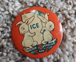 1940 World&#39;s Fair New York City Peter &amp; Penelope Ice Button Ice Industry... - $23.36