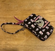 VERA BRADLEY Snap zip around ID wristlet wallet Pink Elephants Vintage - £12.51 GBP