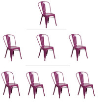 Purple Tolix Style Metal Stack Industrial Chic Dining Chair 1, 3 Or 4 Qty - £87.69 GBP+