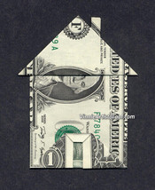 Dollar Origami HOUSE with Chimney Made with REAL MONEY Handmade Art Cash... - €16,22 EUR+