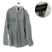 No Boundaries Men’s XL Denim Hoodie Shirt Jacket Blue Long Sleeve Button... - $18.80