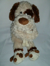 ANIMAL ADVENTURE 2008 - brown & cream super shaggy dog plush and baby 20" - $34.64
