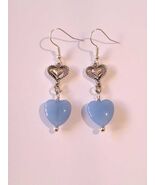 Silver Blue Heart earrings blue jewelry set necklace earrings Victorian ... - $34.00