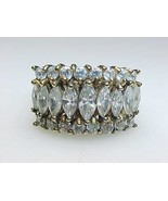 Vintage GOLD over STERLING Silver and CUBIC ZIRCONIA RING - Size 8 1/4 - £67.86 GBP