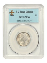 1895 5c PCGS MS66 ex: D.L. Hansen - $3,462.90