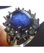 Vintage Blue and White Fashion Ring Silver Plated Copper Size 6 - $13.30