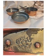 3 Copral Copper 7.5 8.5 Inch Saute Skillet Pan 2 qt Pot Brass Handle Por... - $63.35