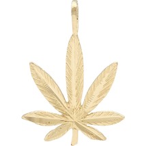 14K Yellow Gold Marijuana Cannibus Pot Leaf Charm - £70.78 GBP