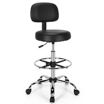 Costway Swivel Drafting Chair Tall Office Chair w/ Adjustable Backrest Foot Ring - £136.03 GBP