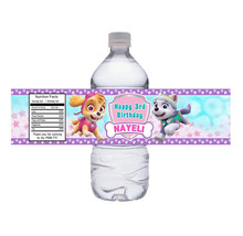  Skye and Everest Birthday Water Bottle Label, Paw Patrol - Digital File - $4.00