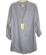 Murano Baird McNutt Linen Shirt Button Down Blue Long Sleeve Tall Man 2XT New - $574.37 MXN