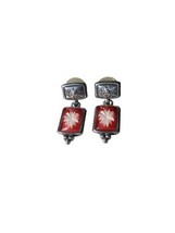 Brighton Red White Retired Water Lily Earrings J11 - $650.50 MXN