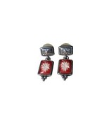 Brighton Red White Retired Water Lily Earrings J11 - $650.50 MXN