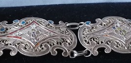 Antico bracciale vintage in argento 800 smaltato degli anni &#39;20 da 7... - £85.12 GBP