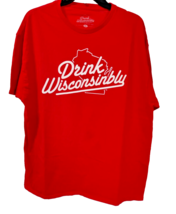 Drink Wisconsibly Red And White Alcohol Beer T Shirt Men&#39;s (Size XL) - £11.71 GBP