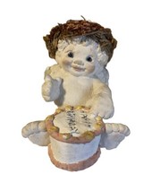 Vintage 1994 Dreamsicles Figurine Sitting Cherub With Birthday Cake 4 Inch - £19.98 GBP