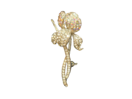 VTG Brooch Flower Design Crystal &amp; Aura Borealis Rhinestones Silvertone ... - £10.08 GBP